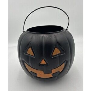 Black Jack O Lantern Blow Mold Pumpkin Trick or Treat Candy Handle Bucket Pail